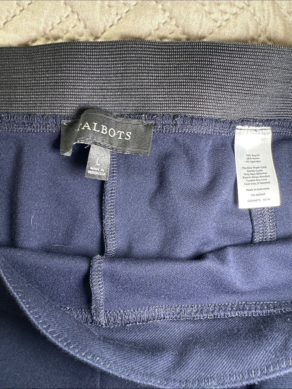 Talbots Navy Pull-On Slim Leg Pants - Picture 4 of 4